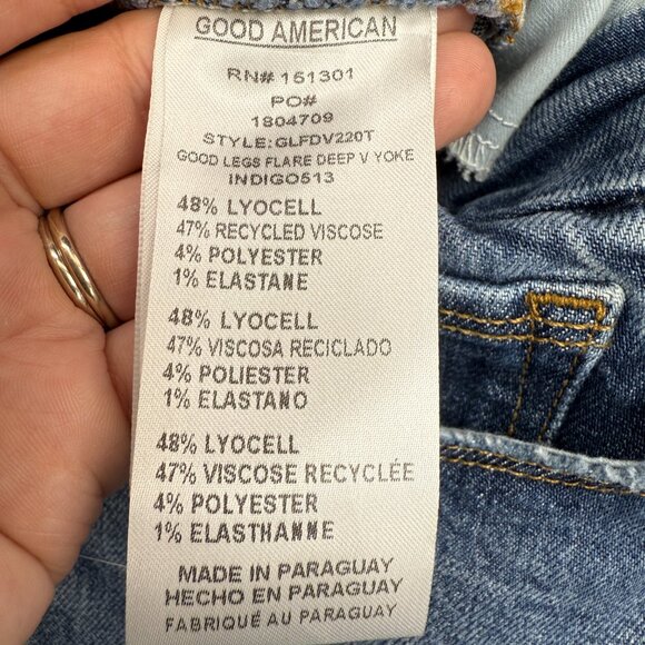 NWT GOOD AMERICAN Good Legs Flare Deep V Yoke Jeans INDIGO513 | Size 15 Plus - Picture 12 of 13